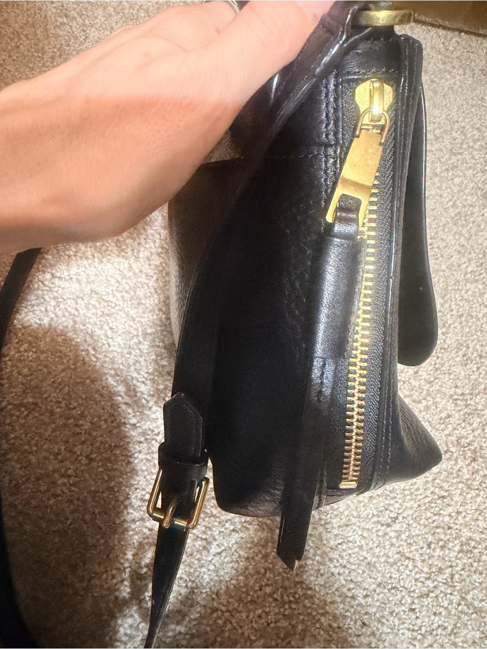 Fossil Black Pebbled Leather Shoulder Bag